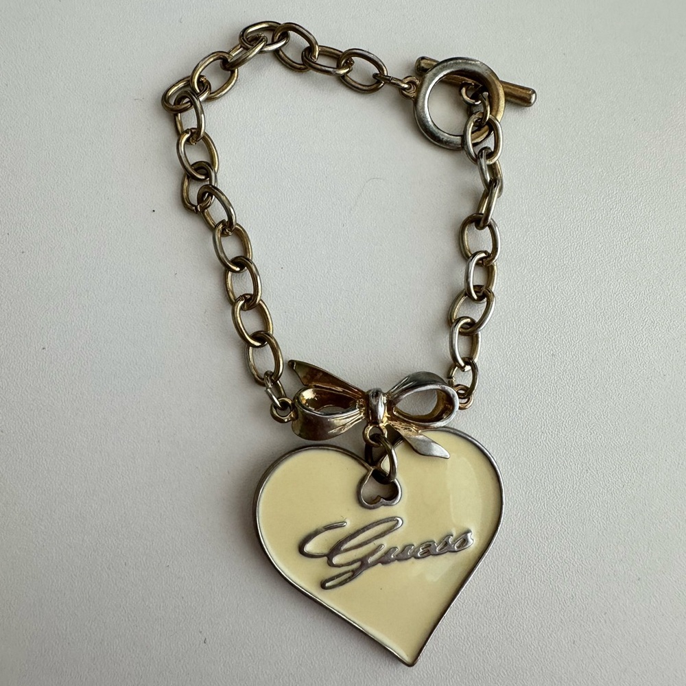 Guess Gold & Cream Vintage Heart Bracelet
